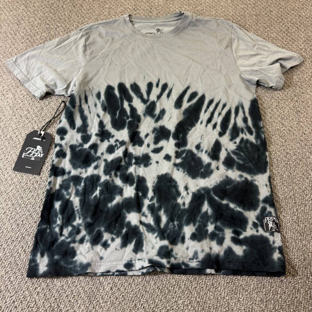 PRPS Shirt Mens Small S Black Short Sleeve Tee NY Japan Tie Dye Black